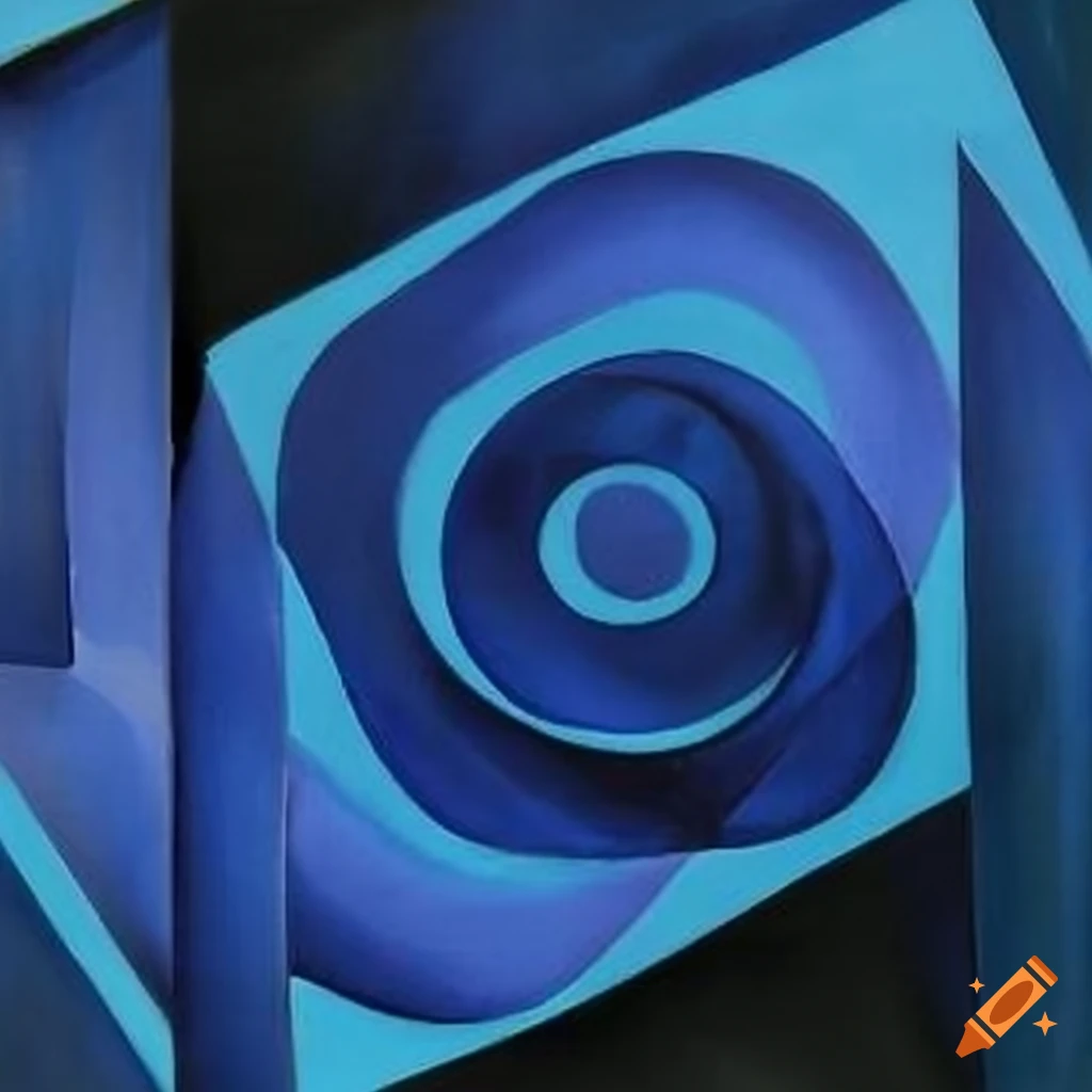 abstract artwork in azure, sapphire, periwinkle, and charcoal