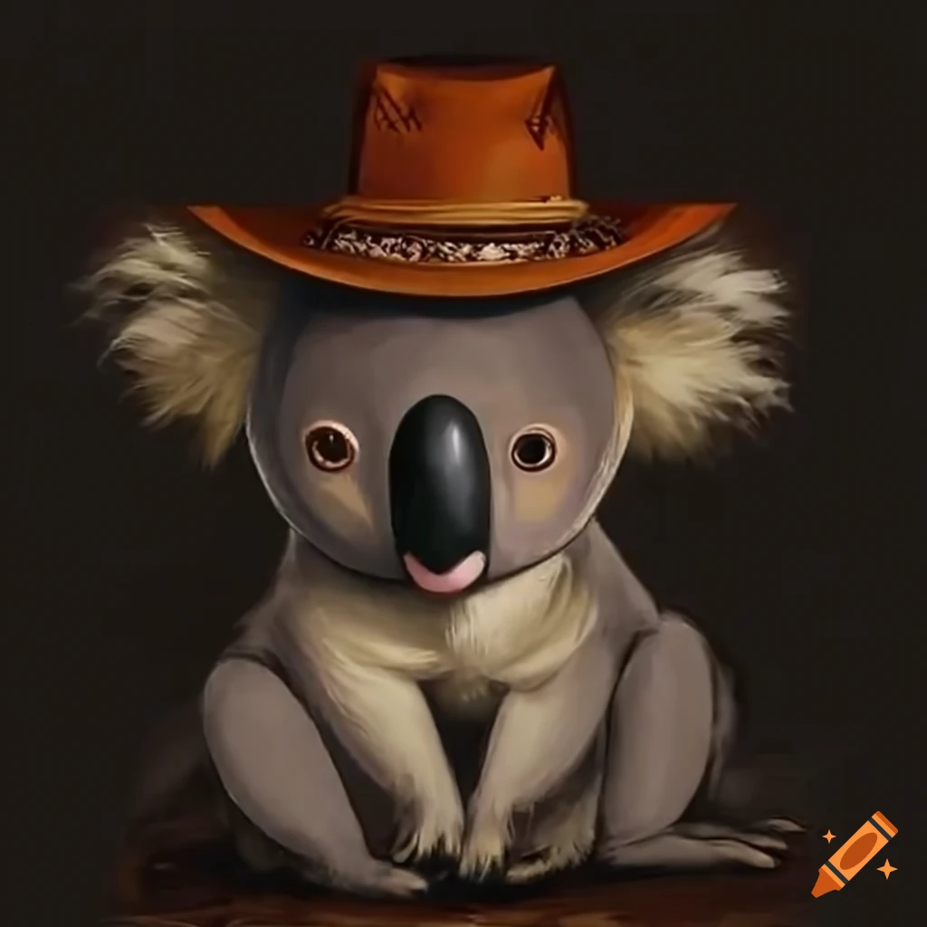 koala wearing a cowboy hat