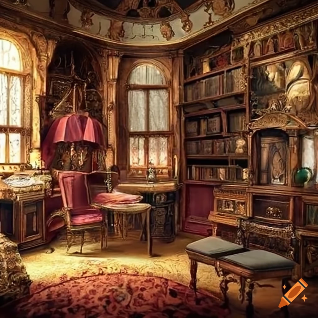 Victorian fantasy study room