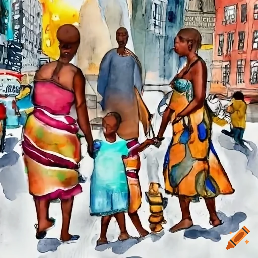 african family walking in New York
