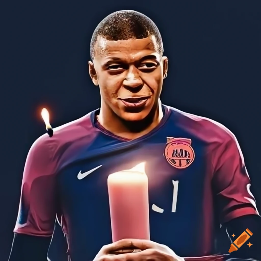picture of Mbappe holding a candle