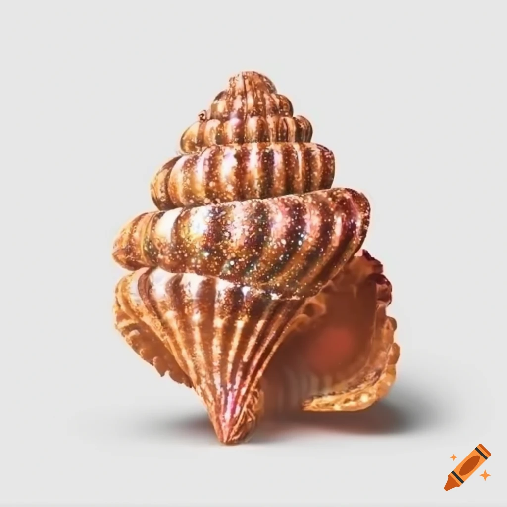 cartoon seashell with glitter on white background