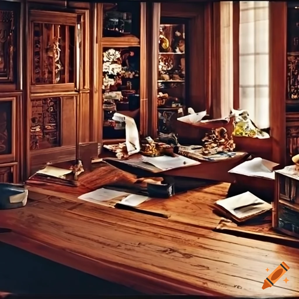desk covered in papers in a detective's office