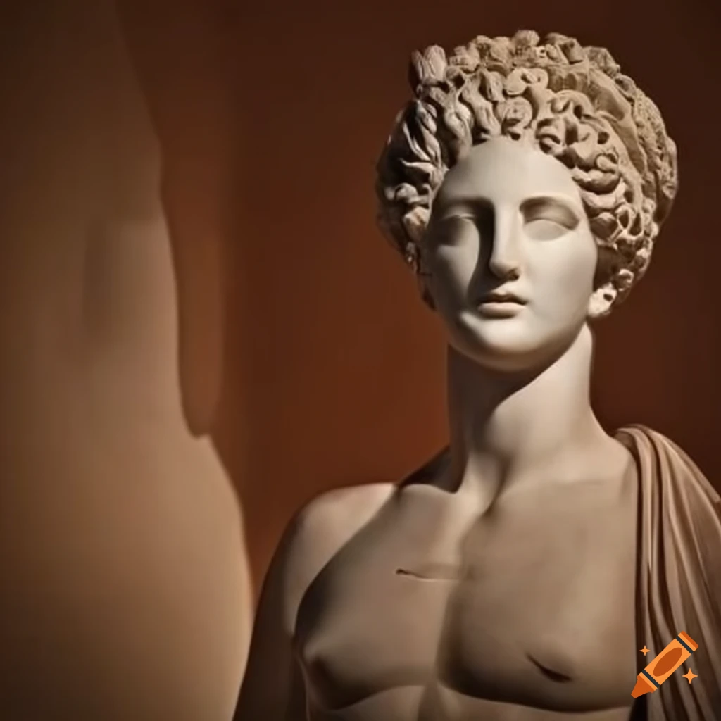 vibrant display of Greek sculptures