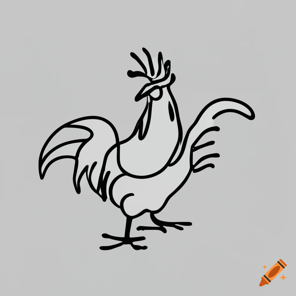 minimalist vector art of a rooster