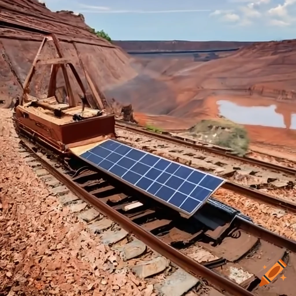 solar-powered sledge in brown coal open pit