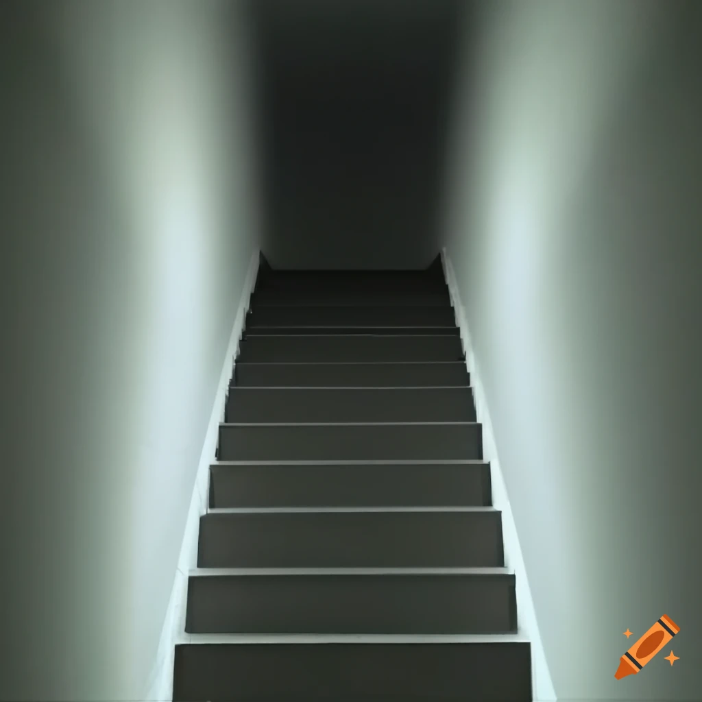 image of a white staircase going down in a school