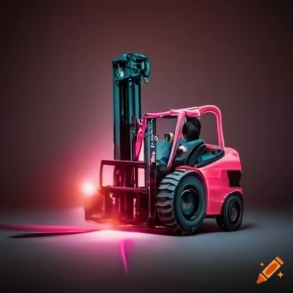 forklift with a pink ribbon