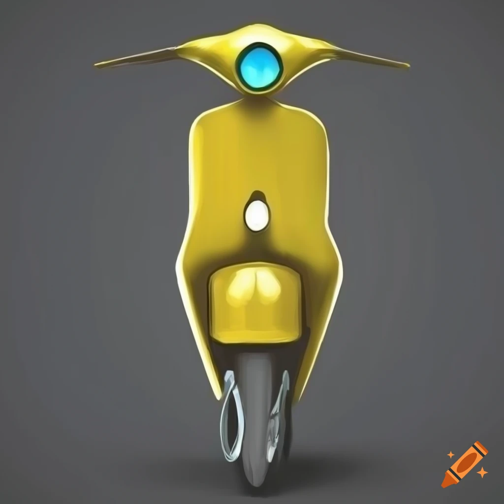 yellow futuristic sketch of a scooter