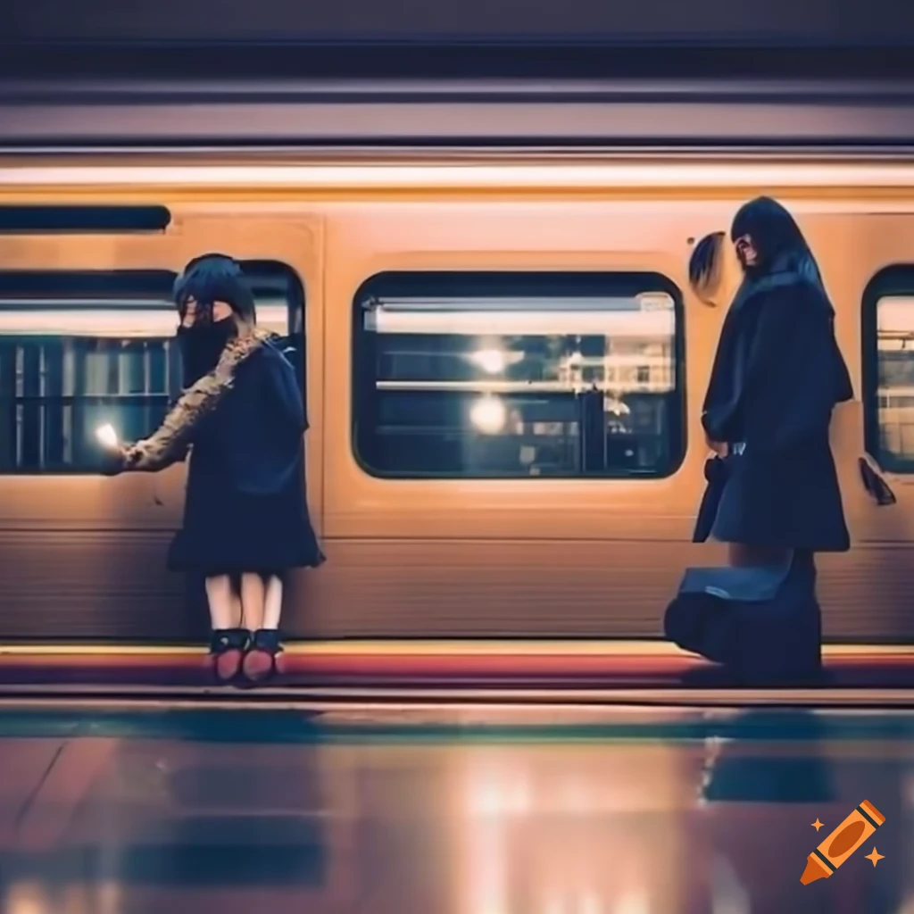 student at a train station in Japan