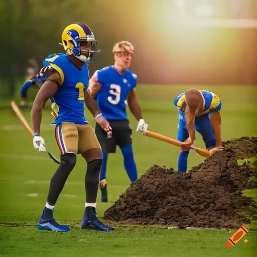 Stefon Diggs and Cooper Kupp digging a hole on a green field