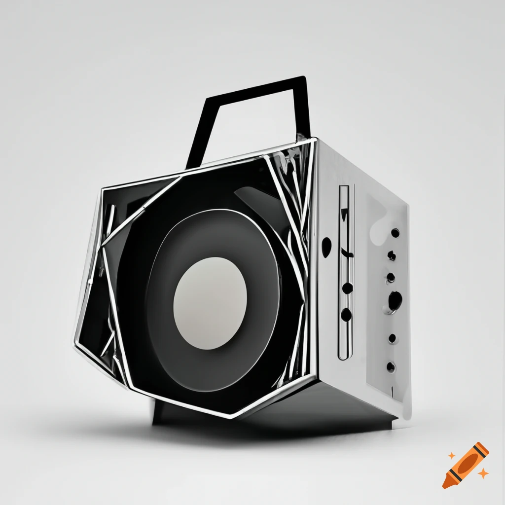 cubist minimalist electronic music instrument on white background