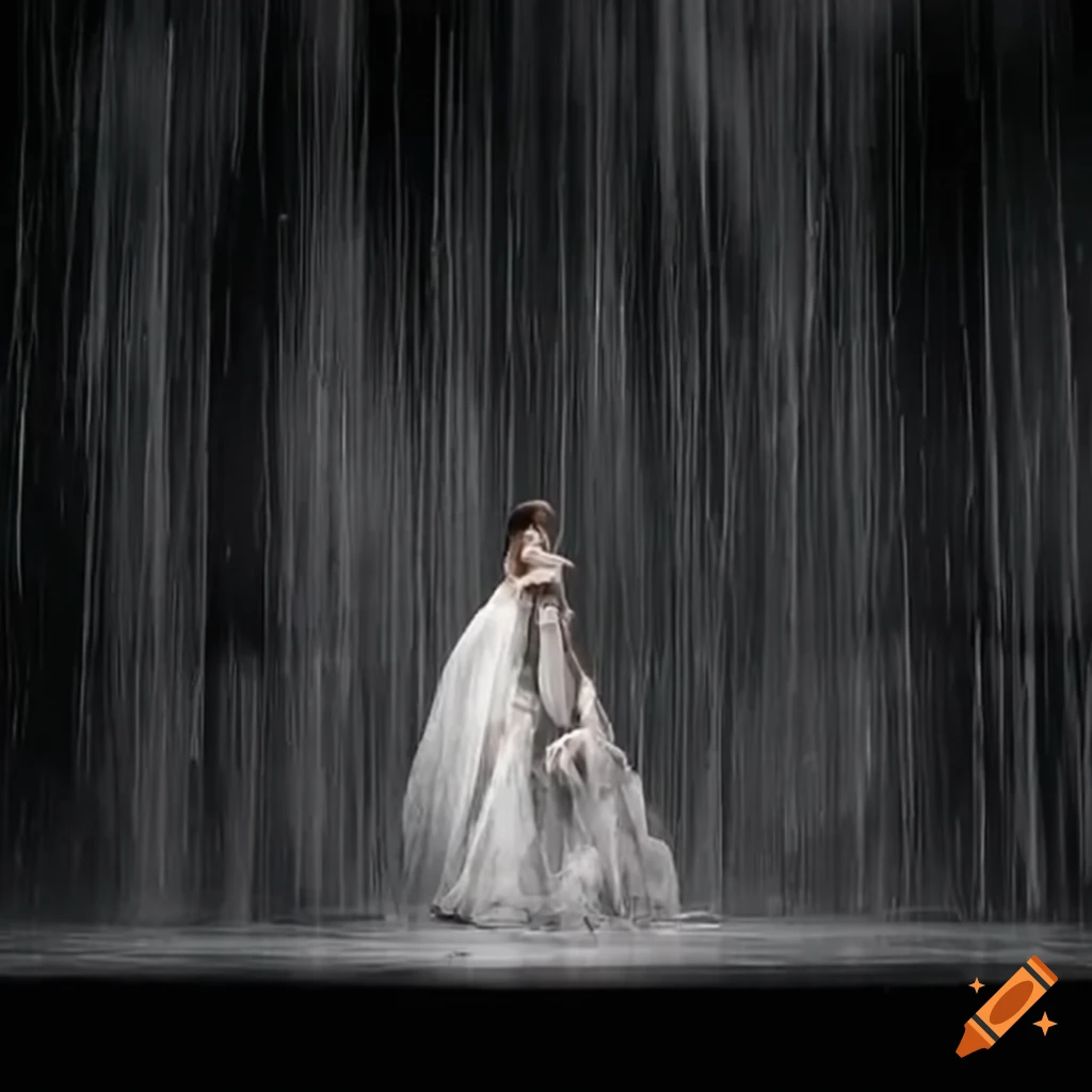 dramatic opera performance under the rain