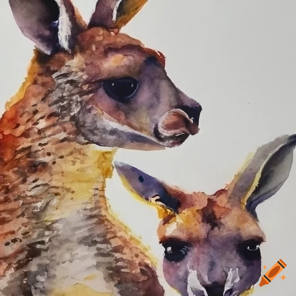 watercolor painting of a kangaroo