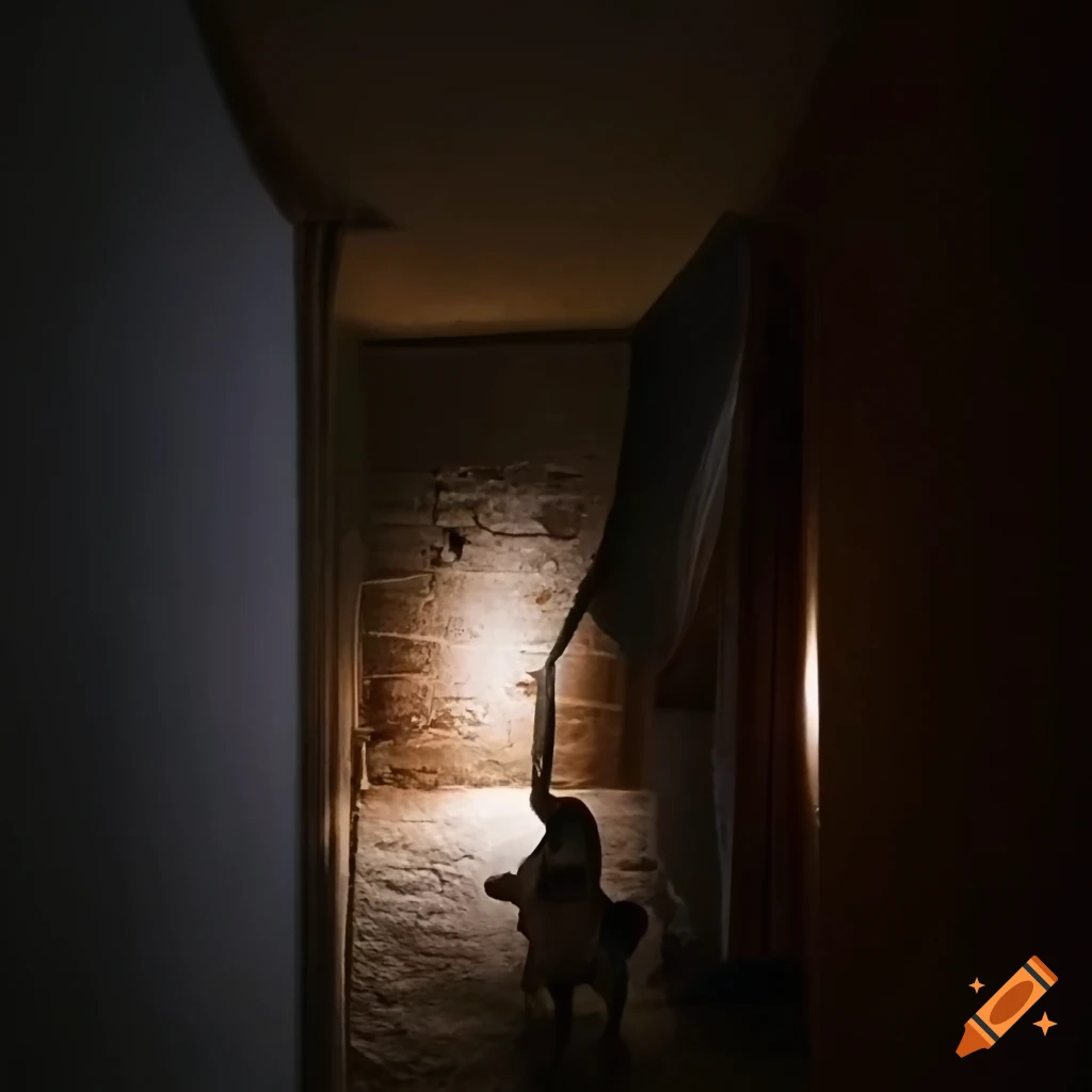 illustration depicting a child opening a basement door