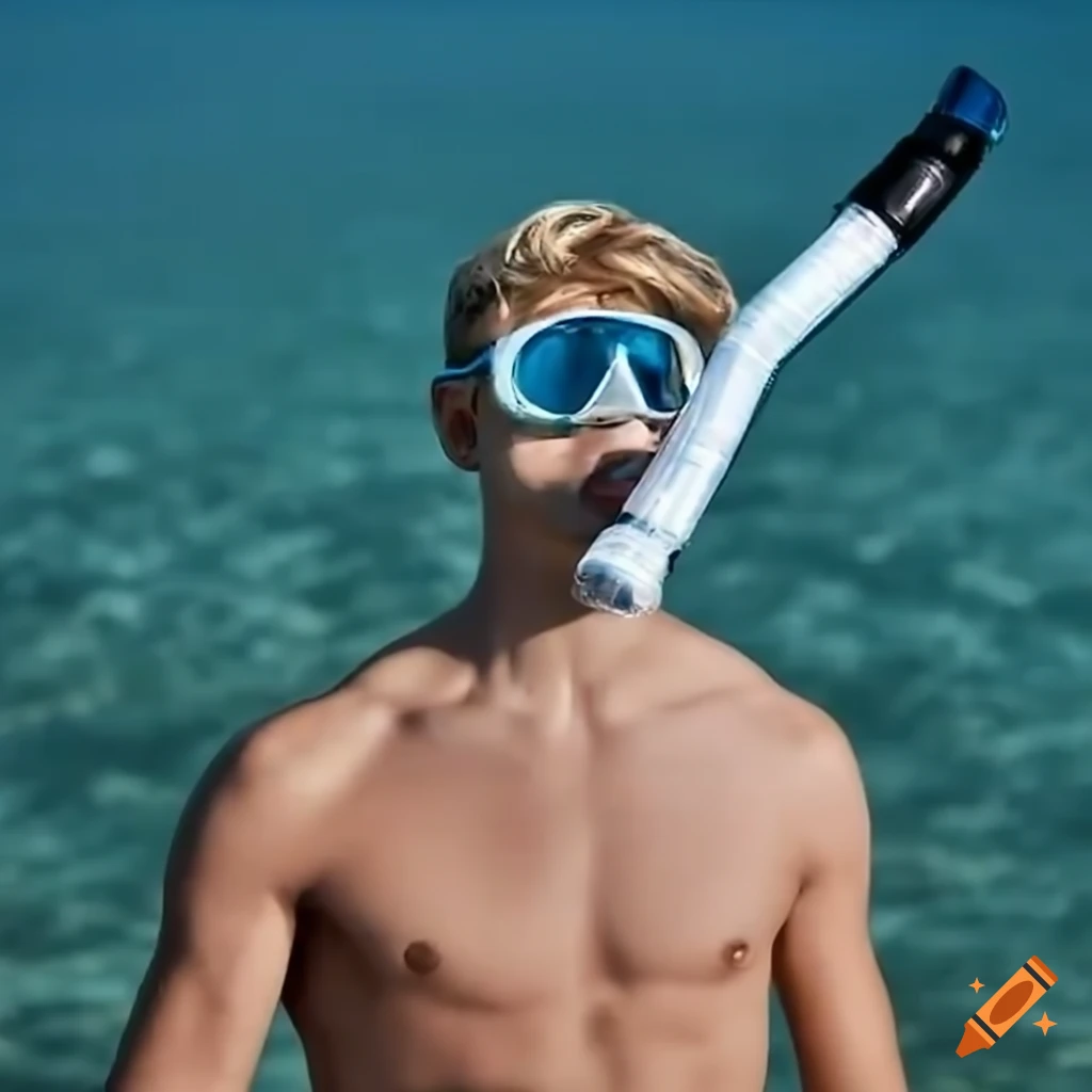 young man in a snorkel mask