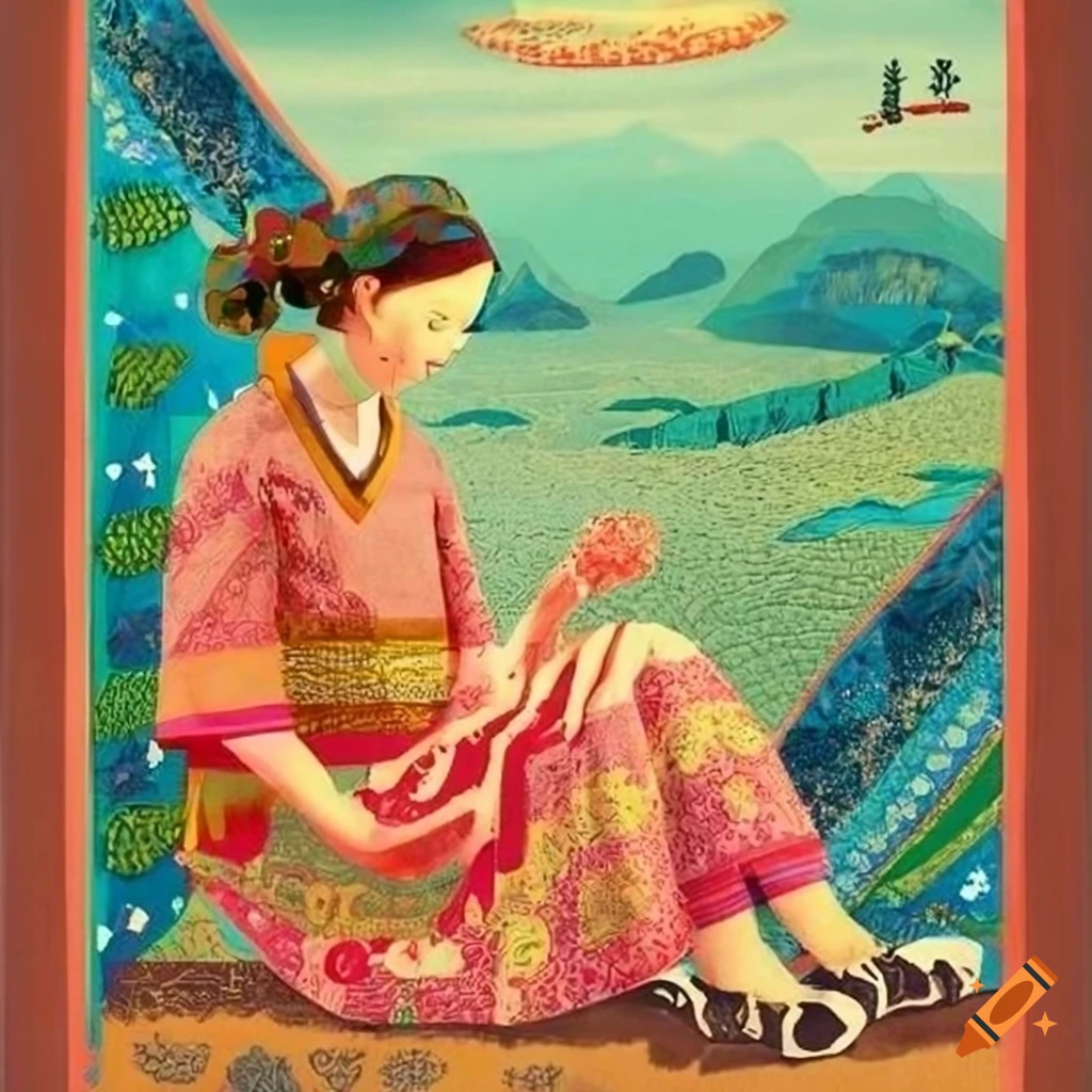 quilt piece with Southern China rural landscape design