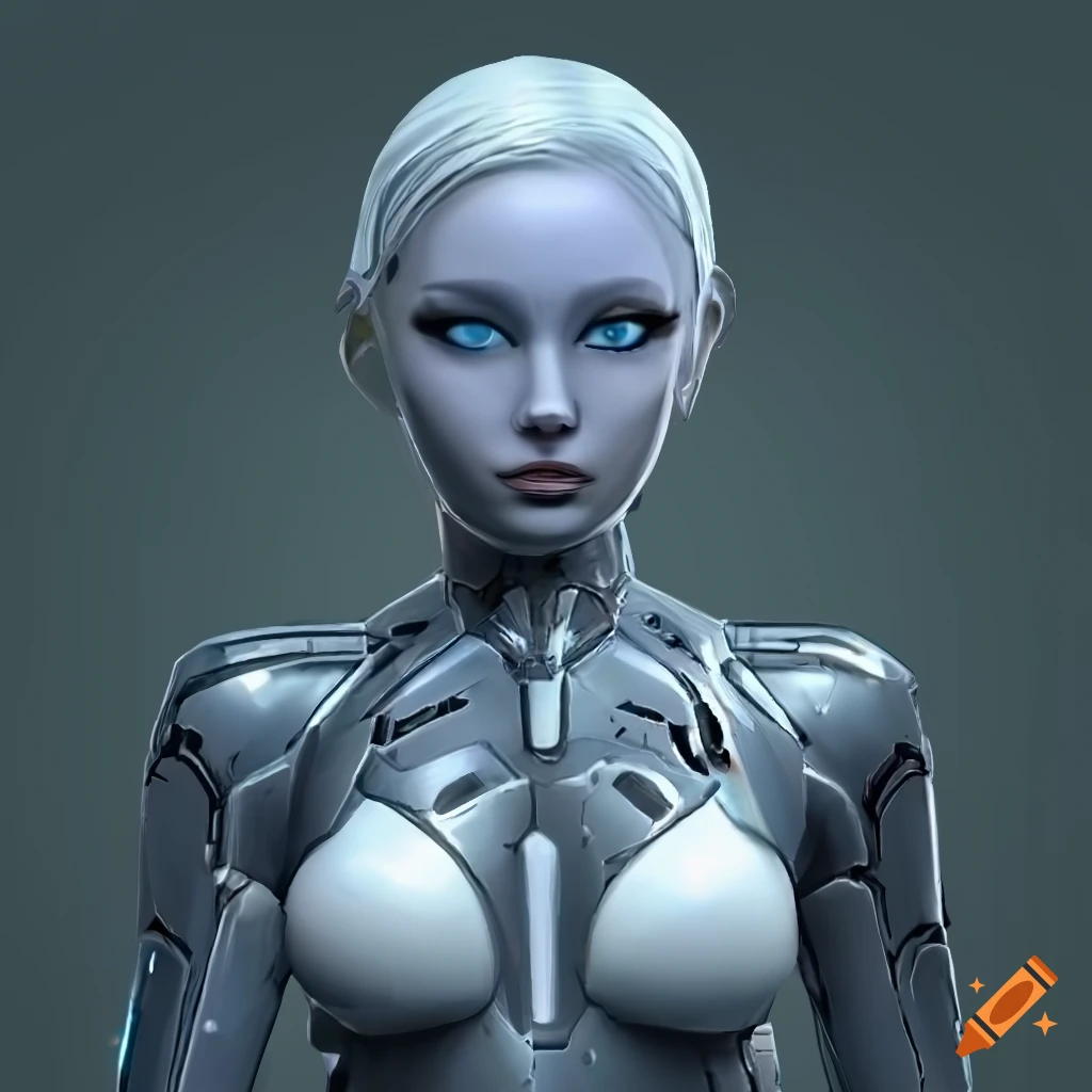 artistic depiction of a segmented female android