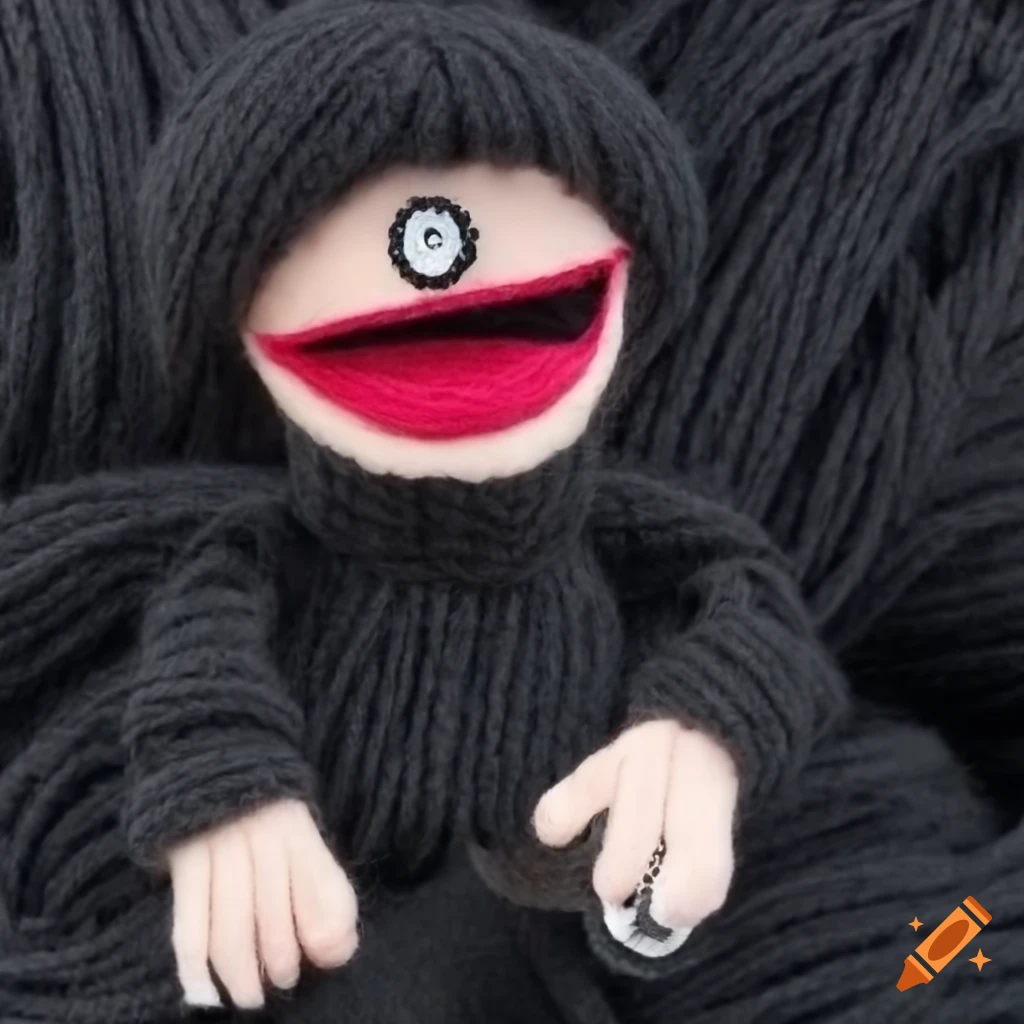 yarn puppet with an emo style