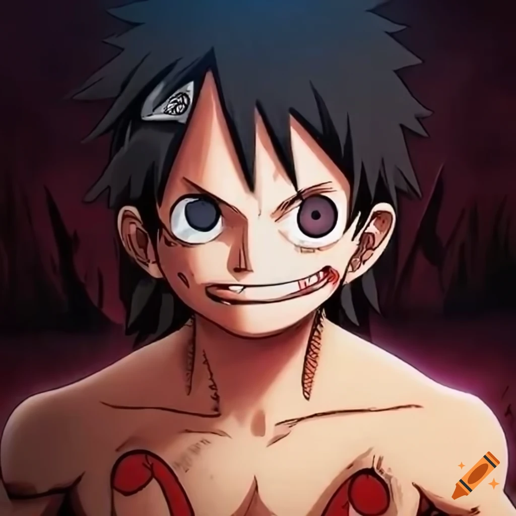Luffy with Renigan and Sharingan eyes