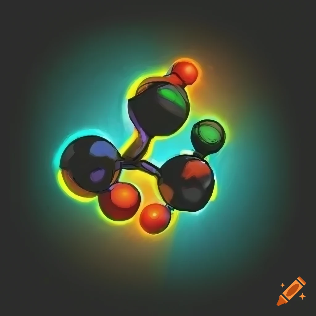 abstract molecular drawing in cyberpunk style