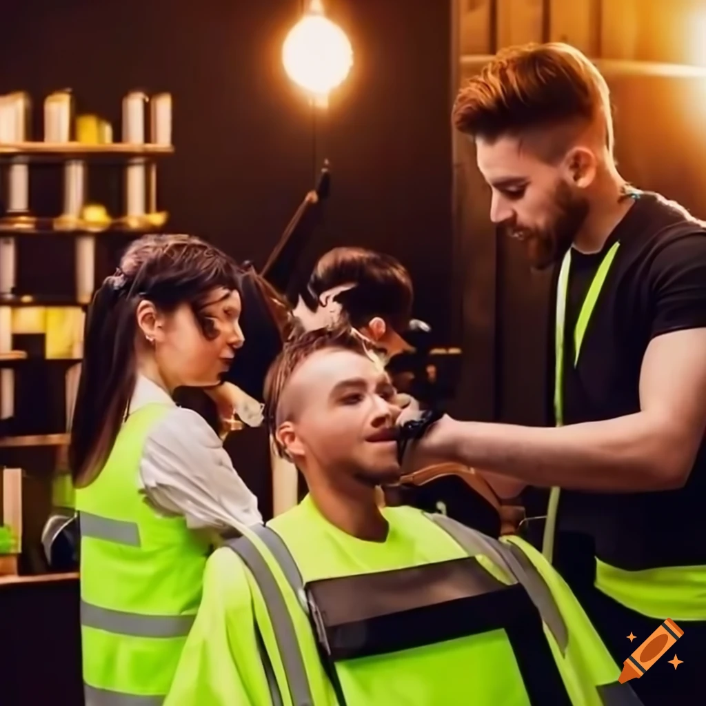 group of people getting their hair styled at a salon