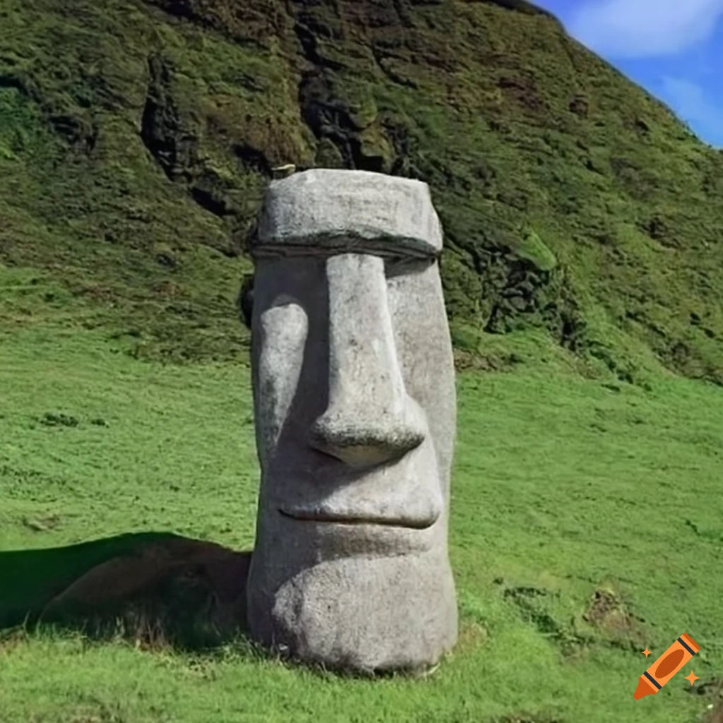 Moai sculpture with African facial features