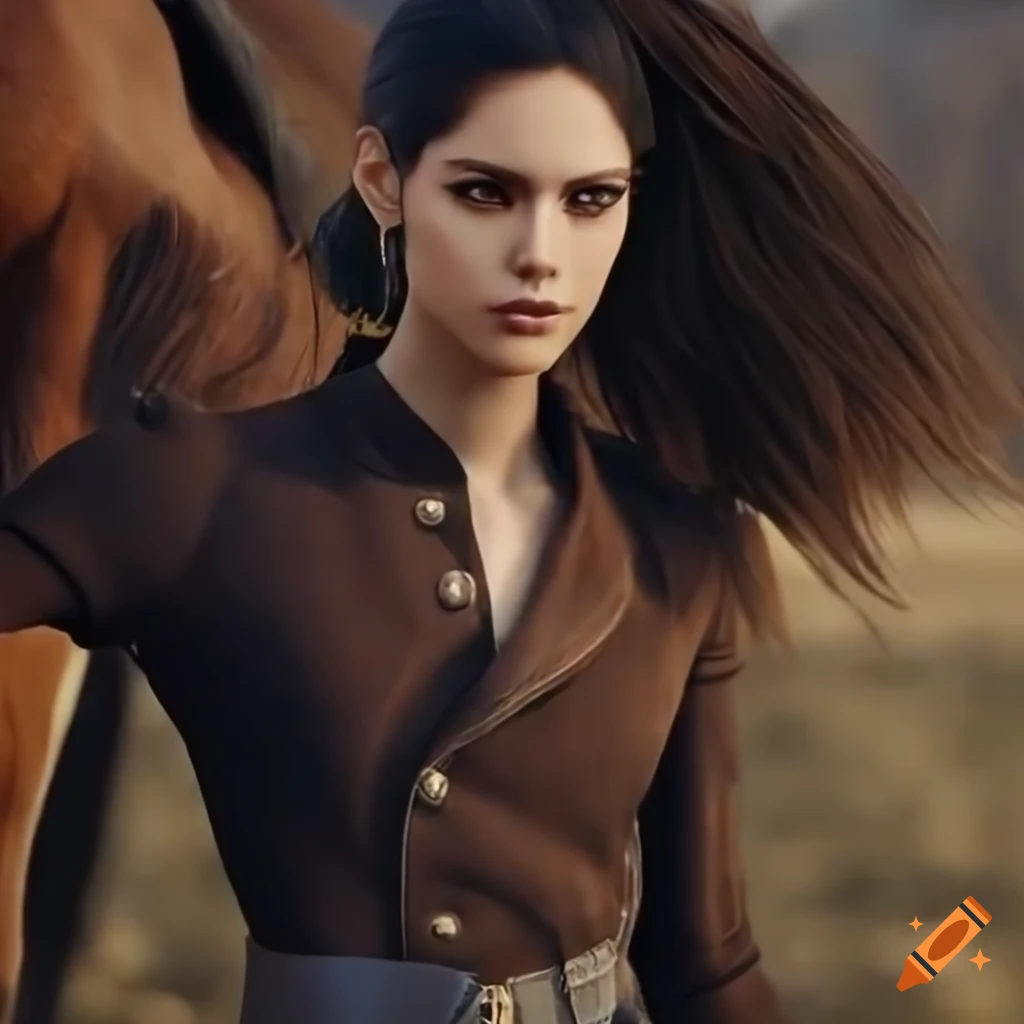 close up portrait of Sasha Calle in horse riding attire