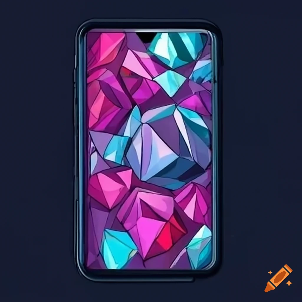 sparkling gemstones on a mobile phone