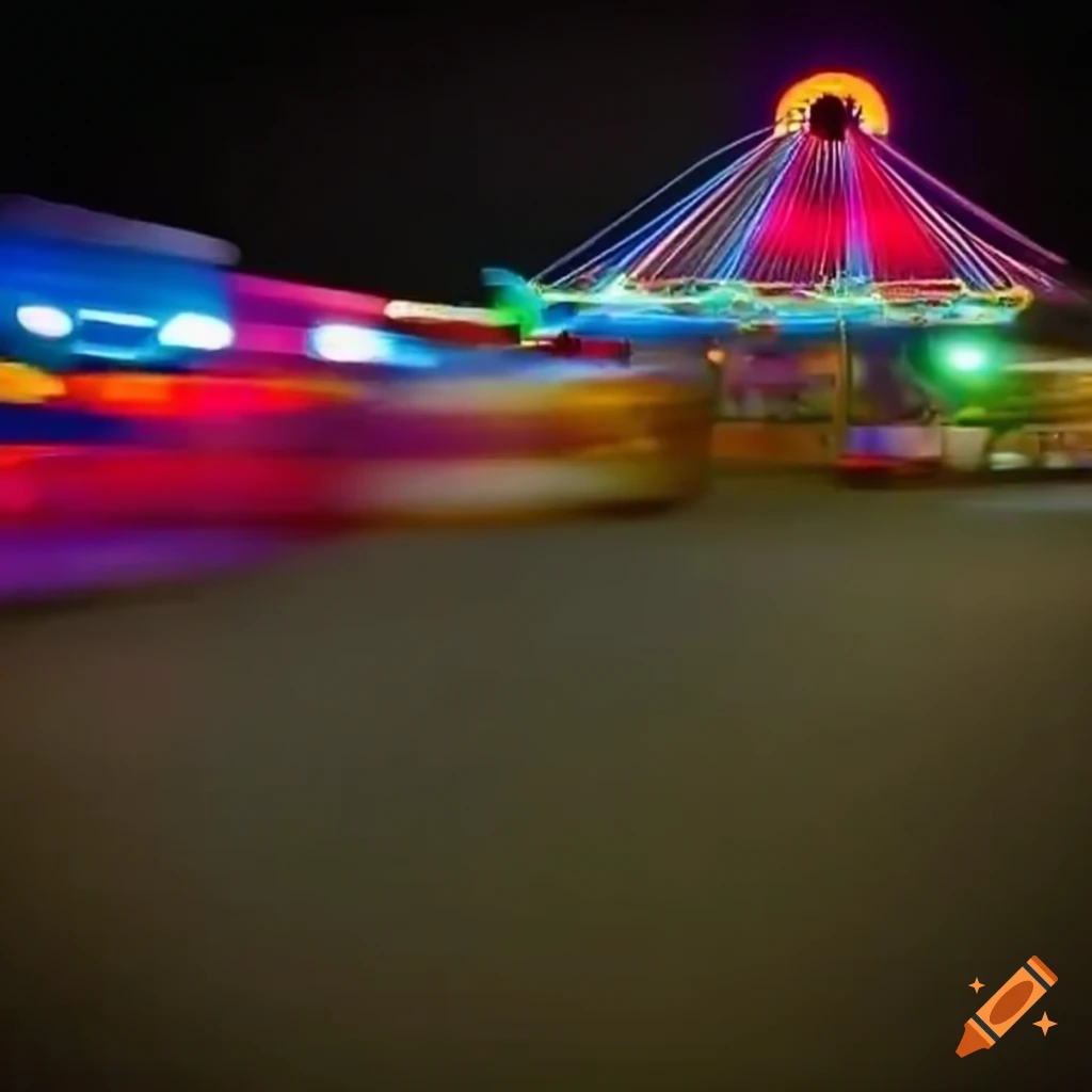 nighttime fairground seen from a child's point of view