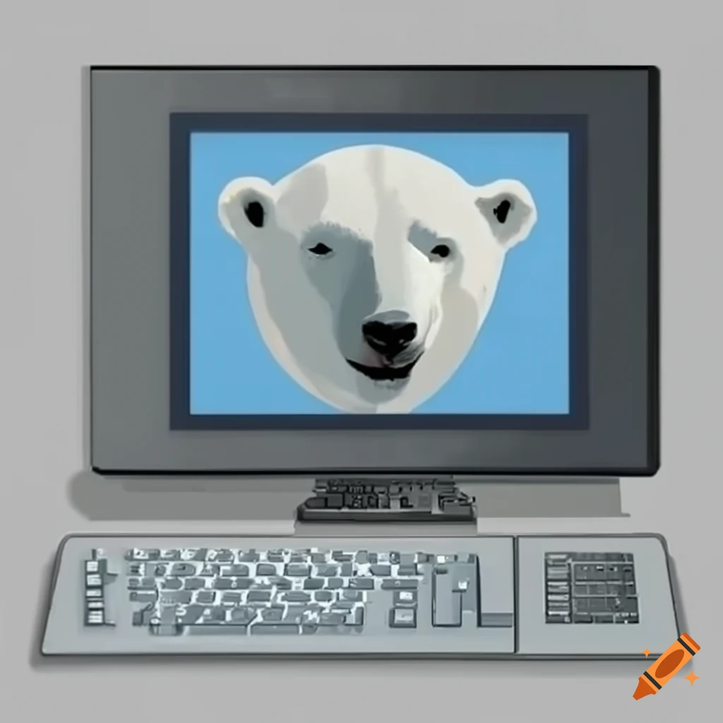 polar bear using a computer