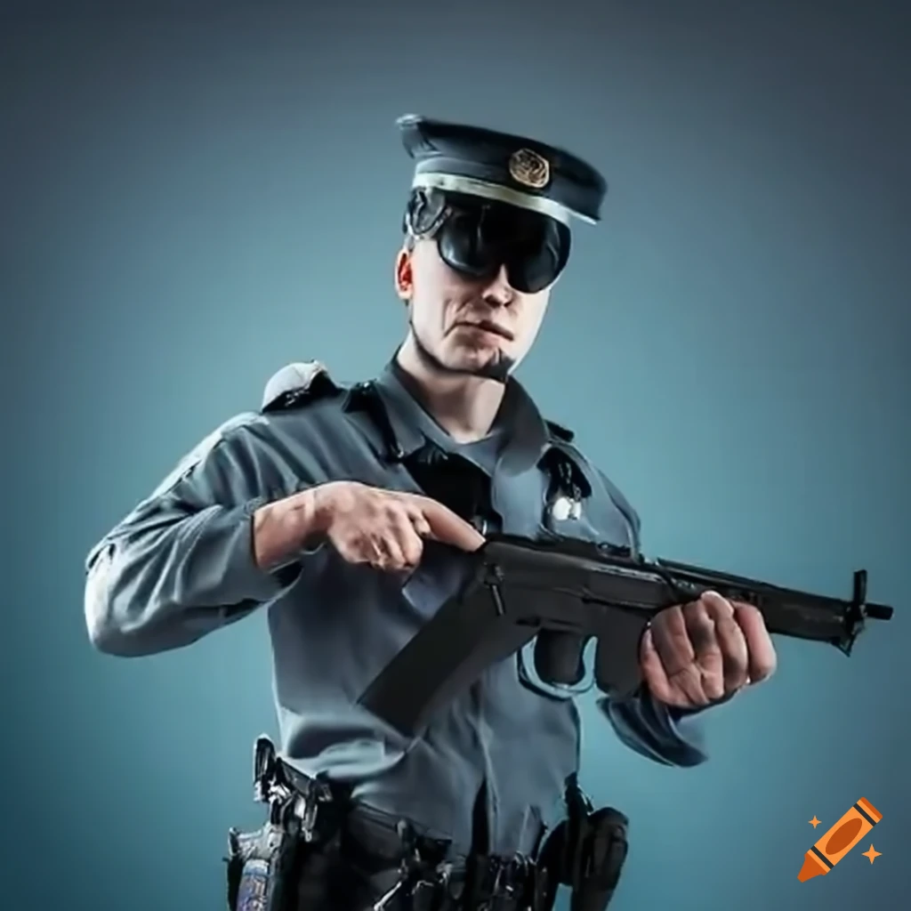 police officer holding a gun