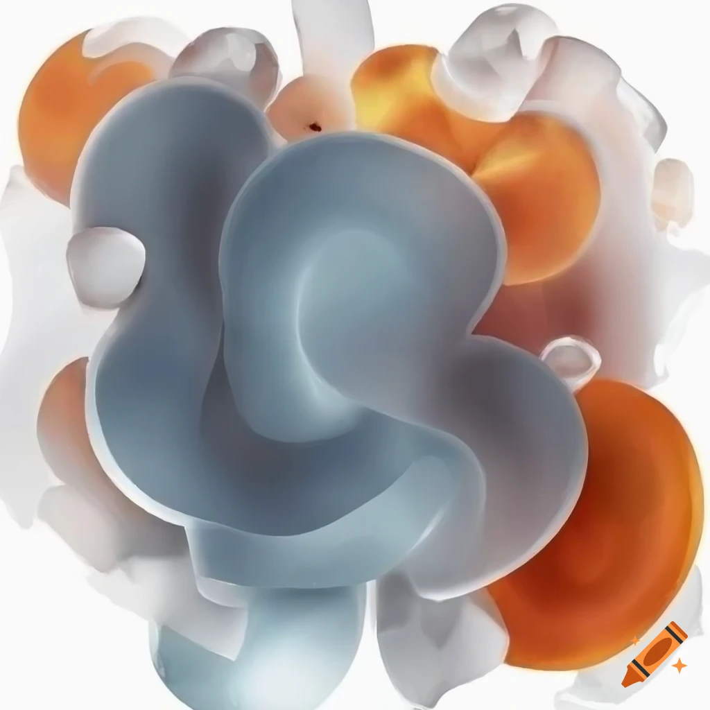 cubist abstract artwork with coral, amber, and silver hues