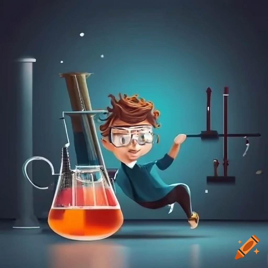 student running in a science lab