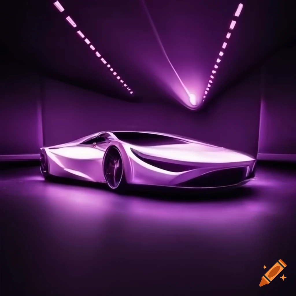 photo of a futuristic car in a showroom