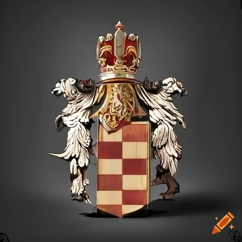 chessboard with beer and coat of arms
