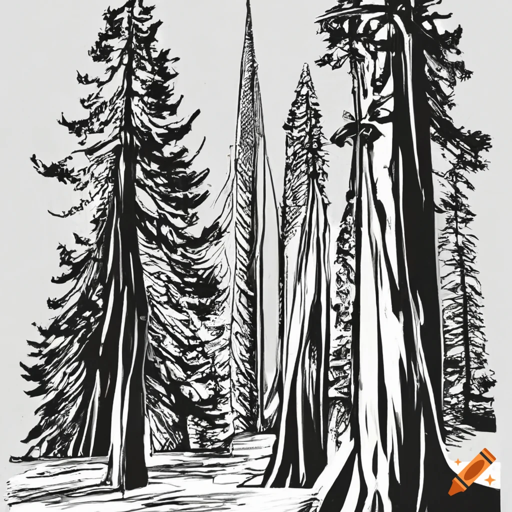 windmills in a redwood forest