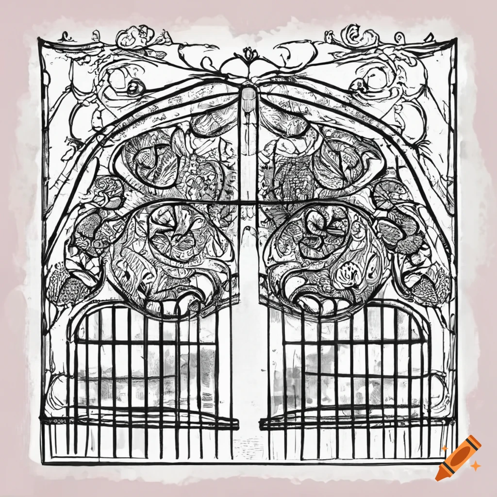 art nouveau dragonfly gate illustration