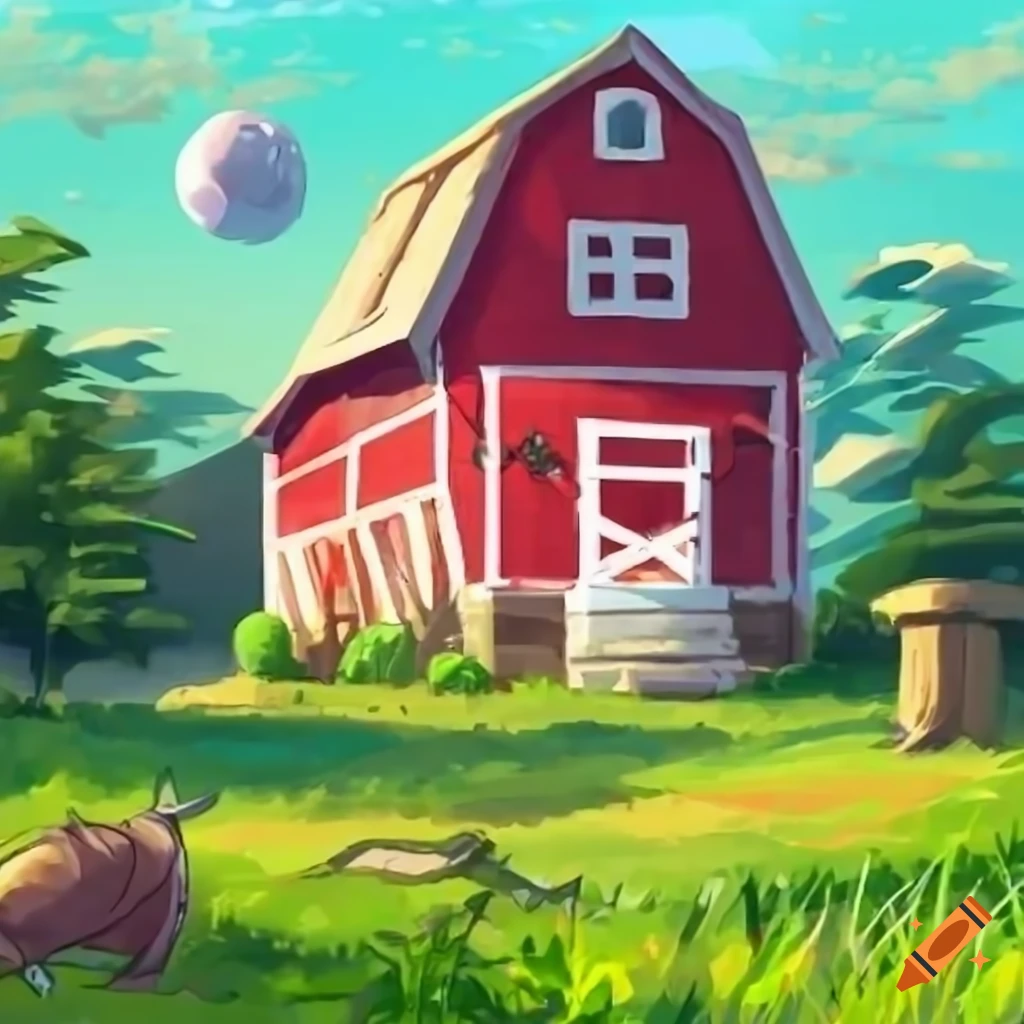 A farm living room in anime style on Craiyon