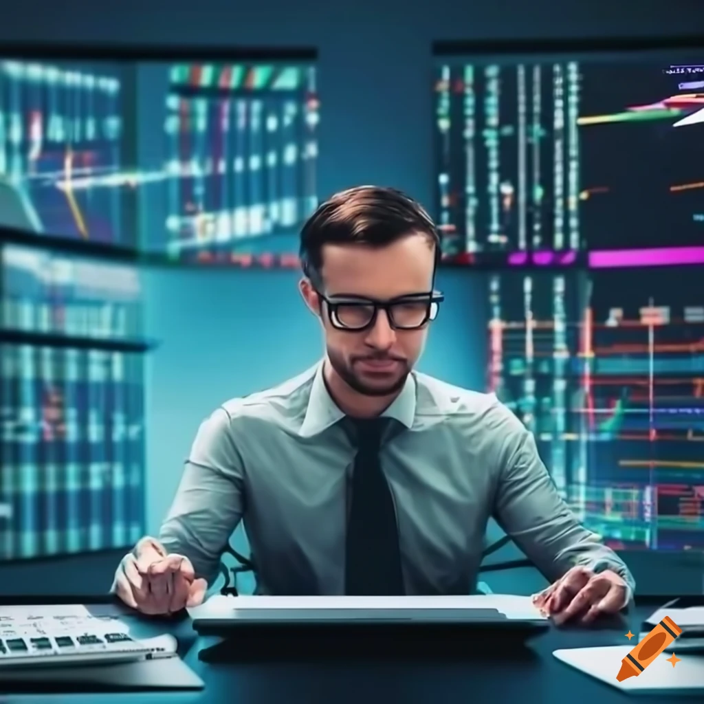 professional trader analyzing charts on multiple screens