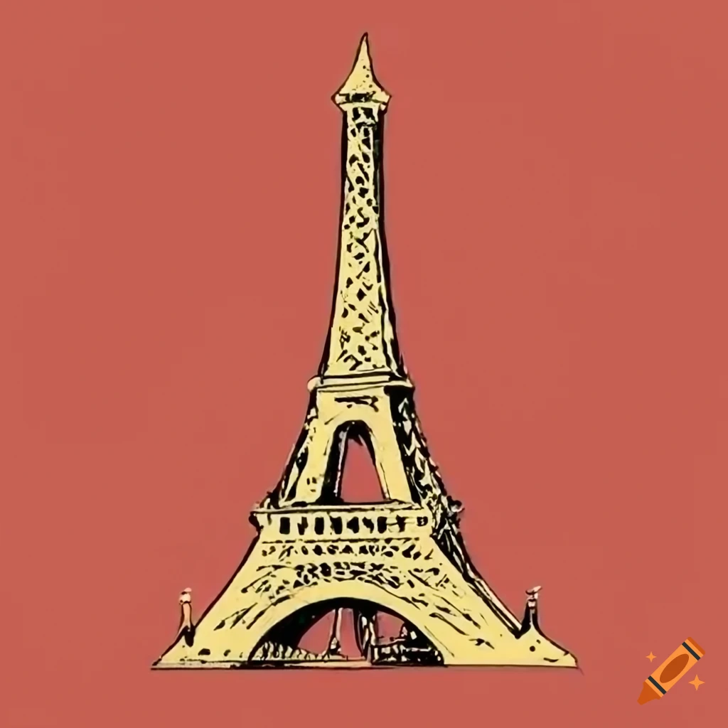 1940s art pop style Eiffel Tower logo