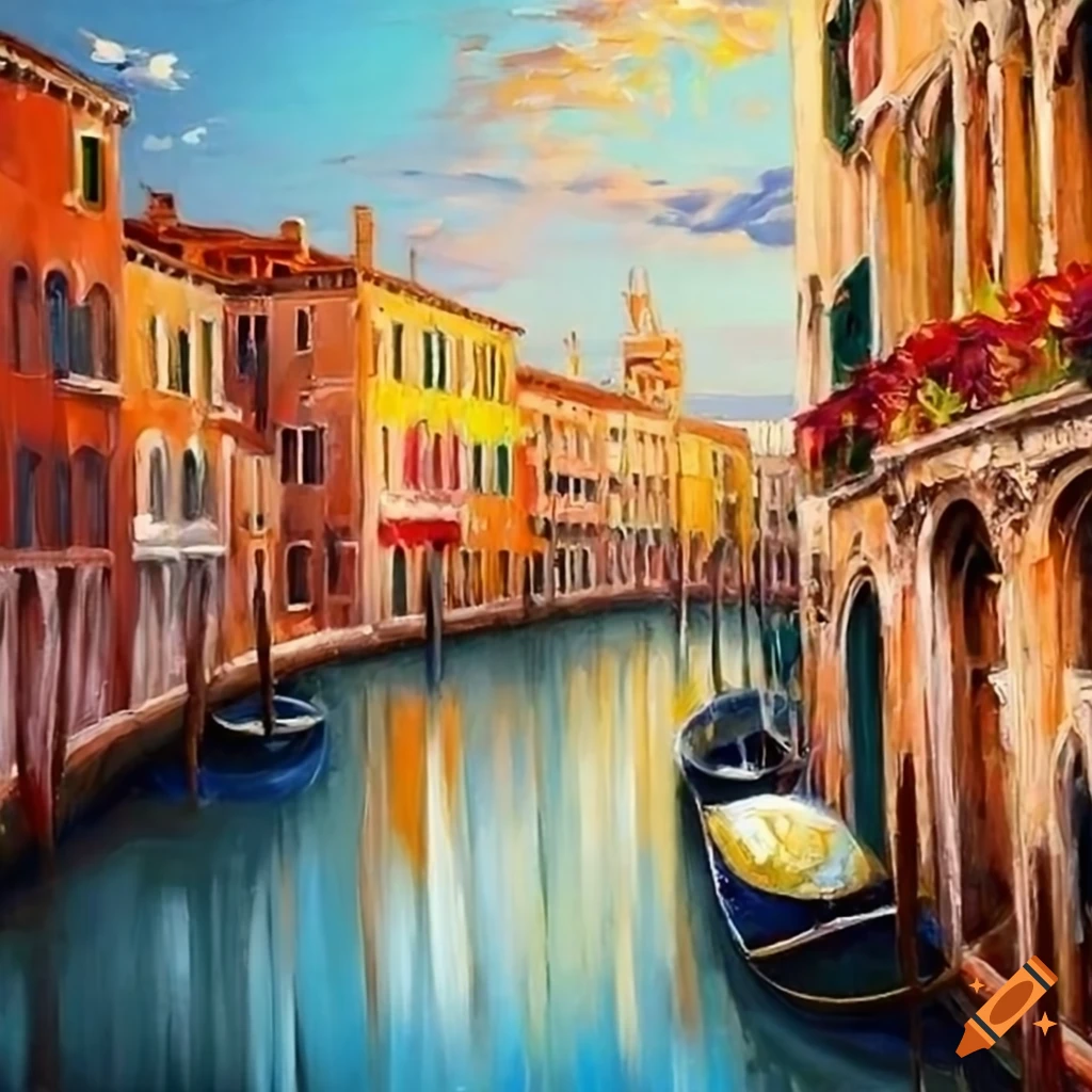 oil painting of Venice in the spring
