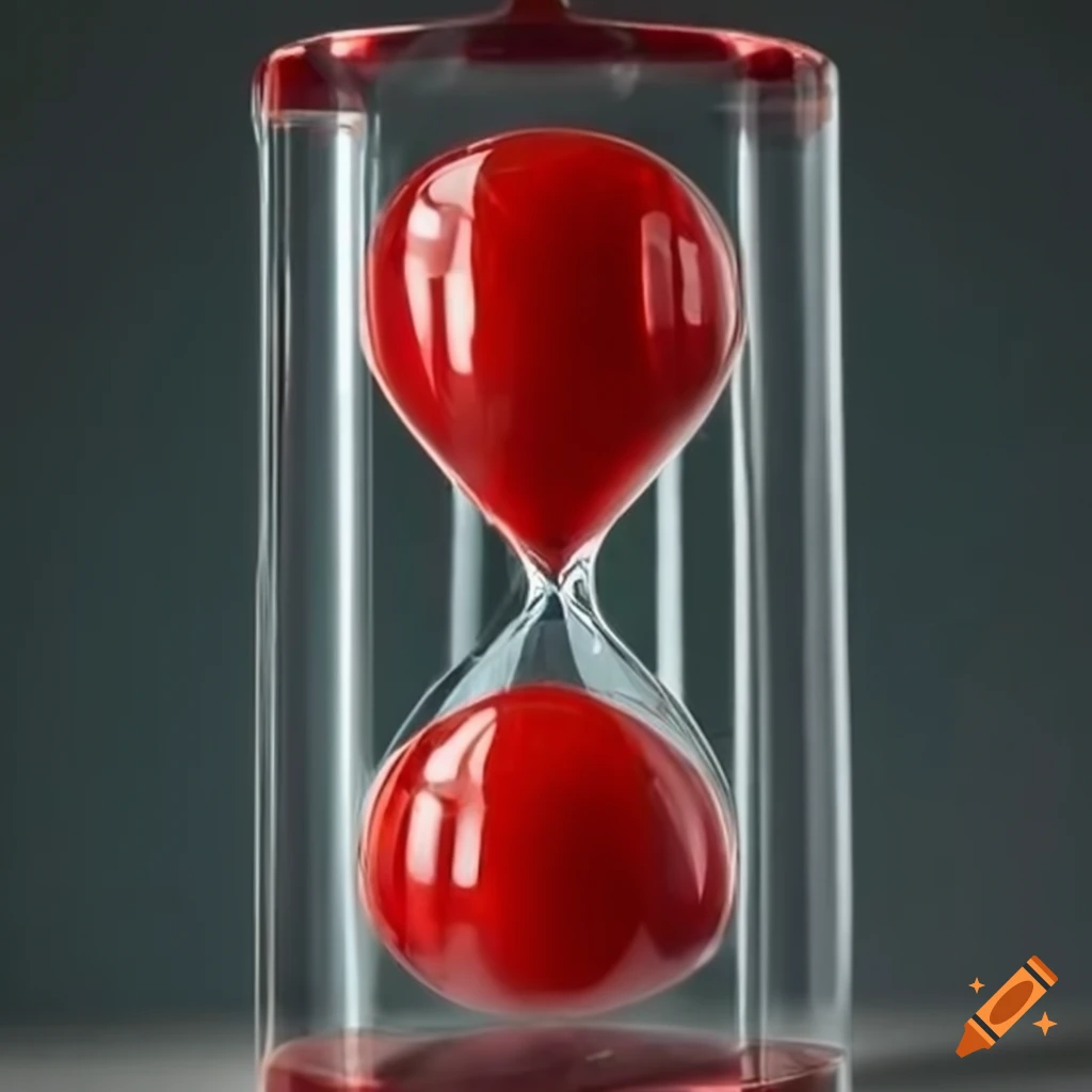 red pill inside a glass hourglass