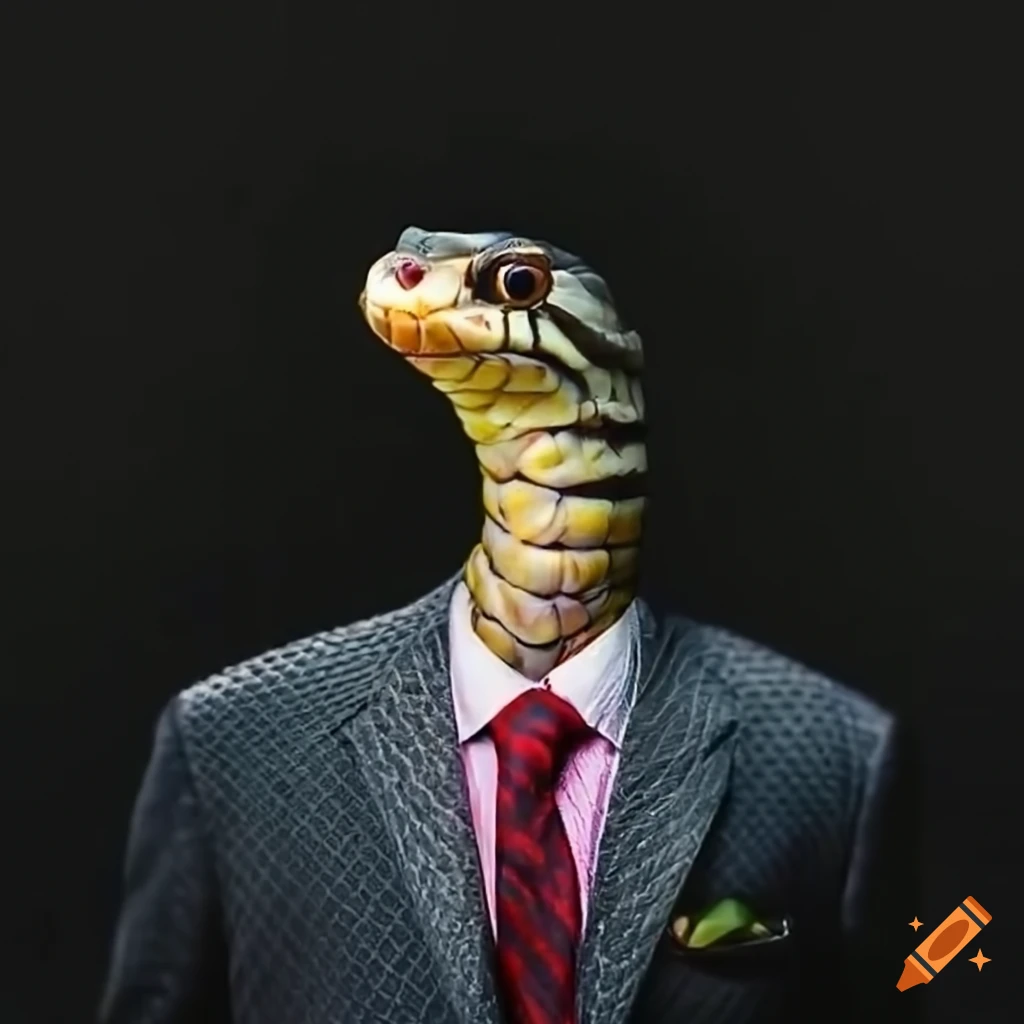 fashionable snake in a suit and tie