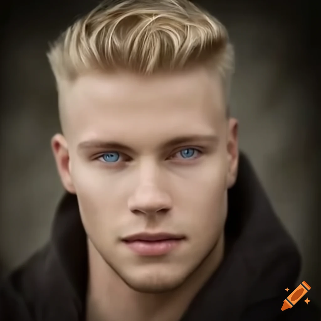 photo of a fit European man with blonde hair and blue eyes
