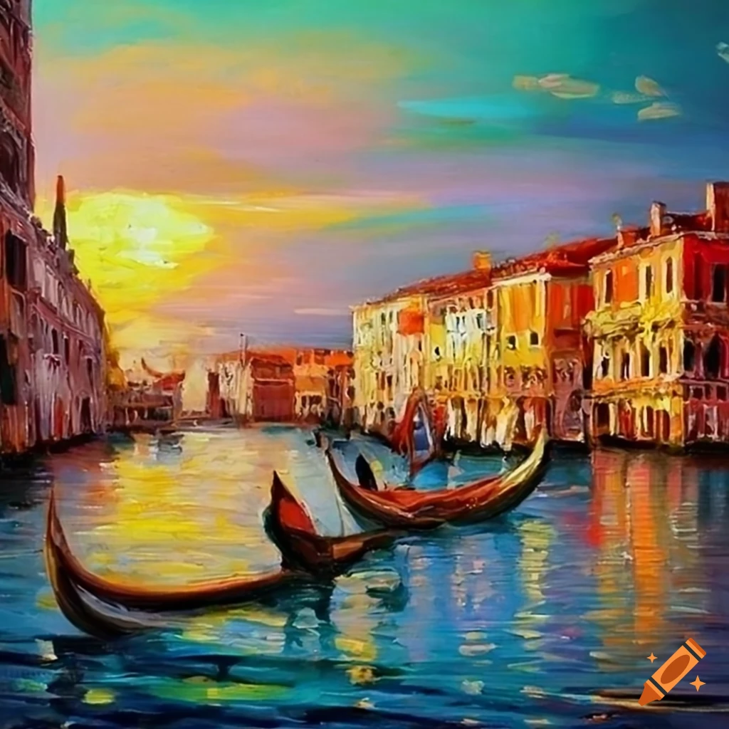 oil painting of Venice in the spring