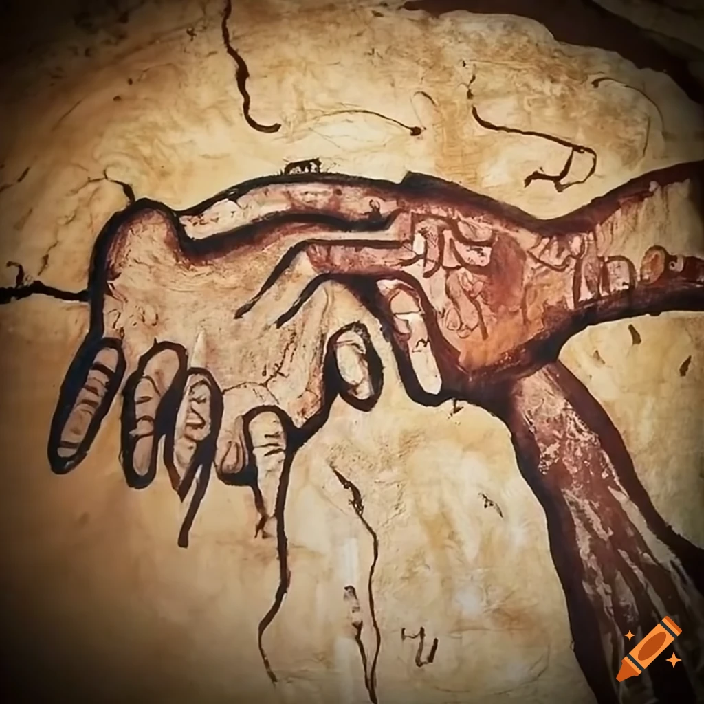 cave art of a family holding hands