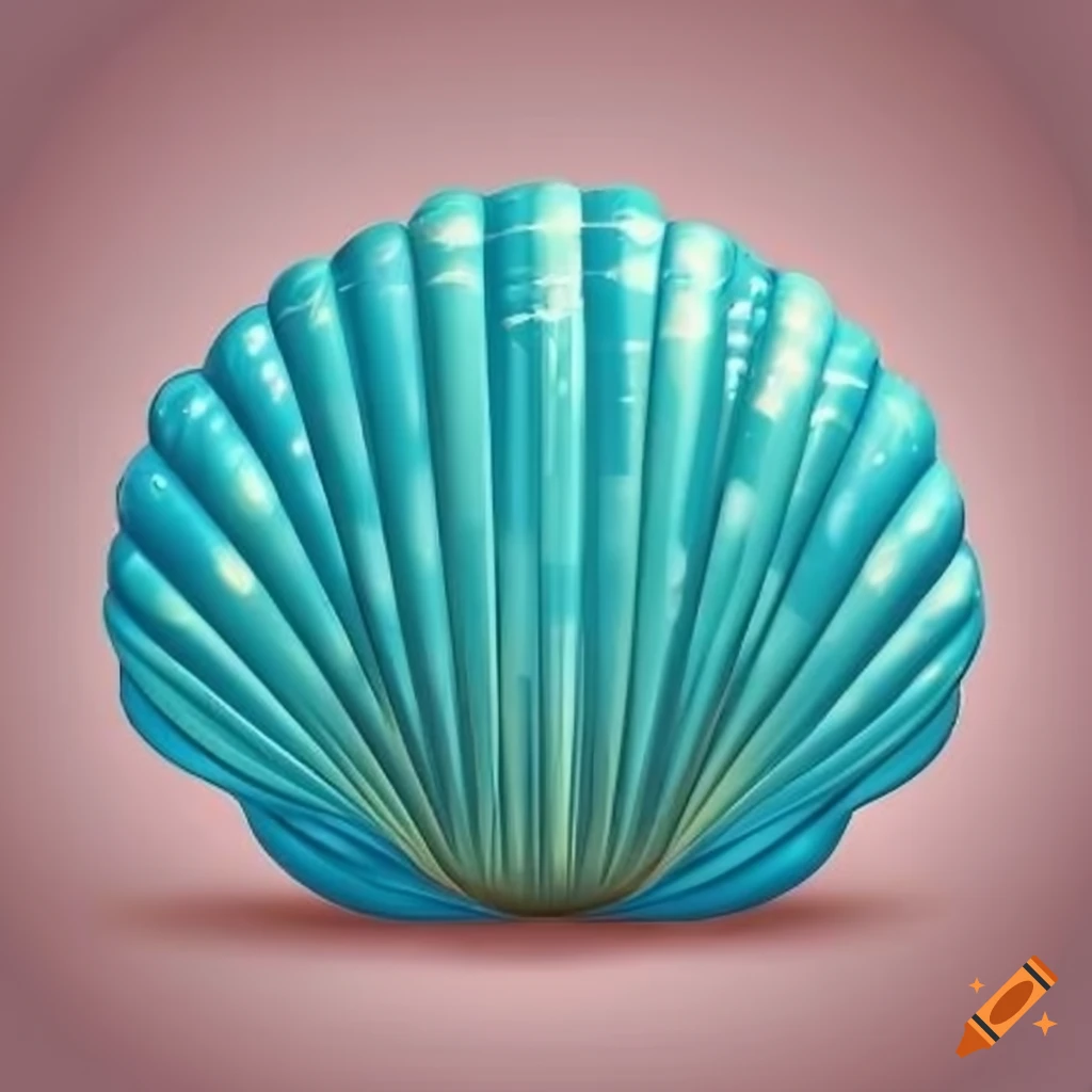 cartoon turquoise seashell on white background