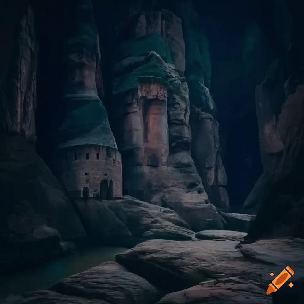 castle in the rocky canyon