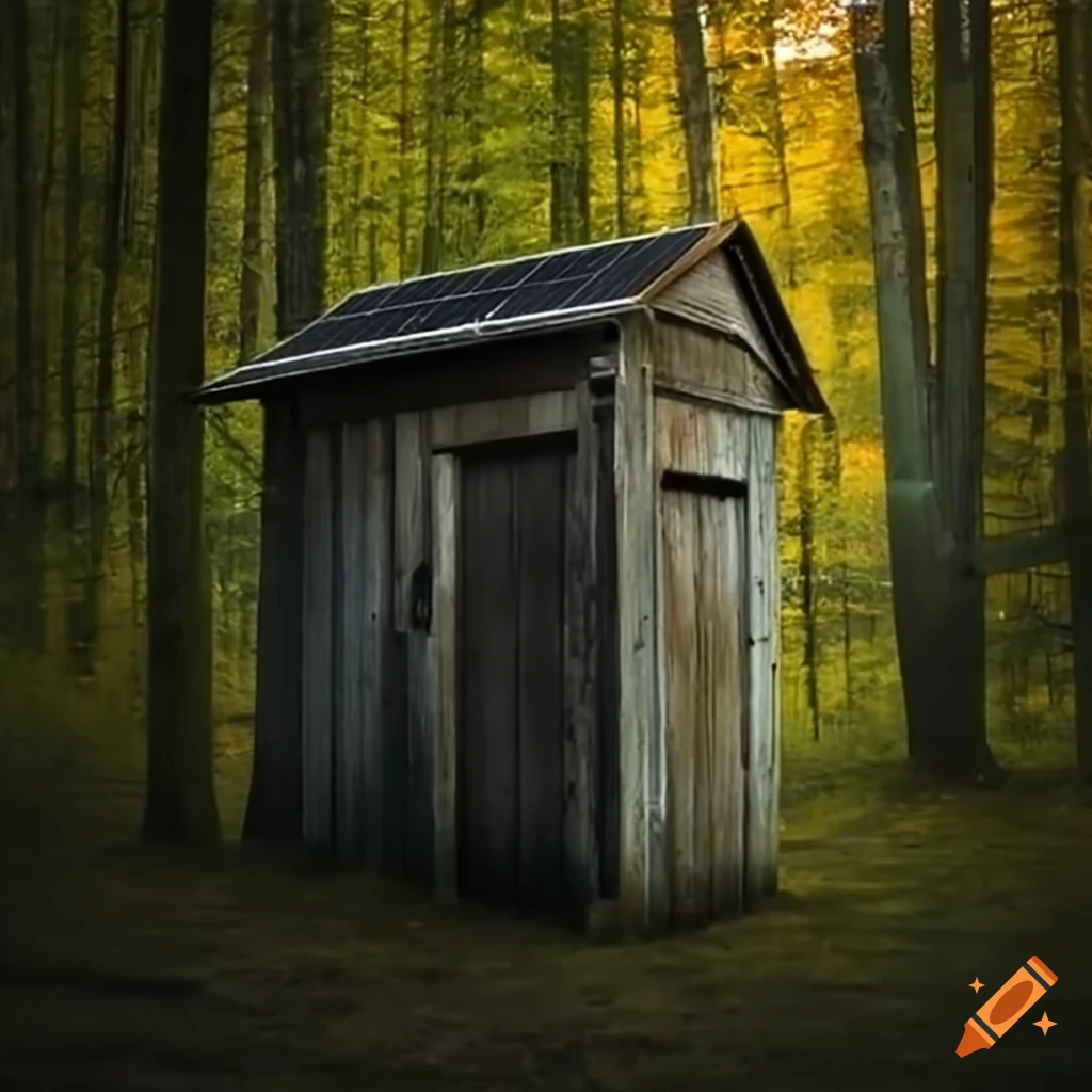 solar panels on a forest outhouse